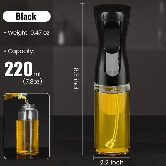 Oil Sprayer Bottle for Cooking, Durable and Food Grade Glass Oil Spray Bottle for Kitchen, Leak-Proof and Refillable Oil Sprayer for Air Fryer, Salad Dressing, Roasting and Frying 220 ML