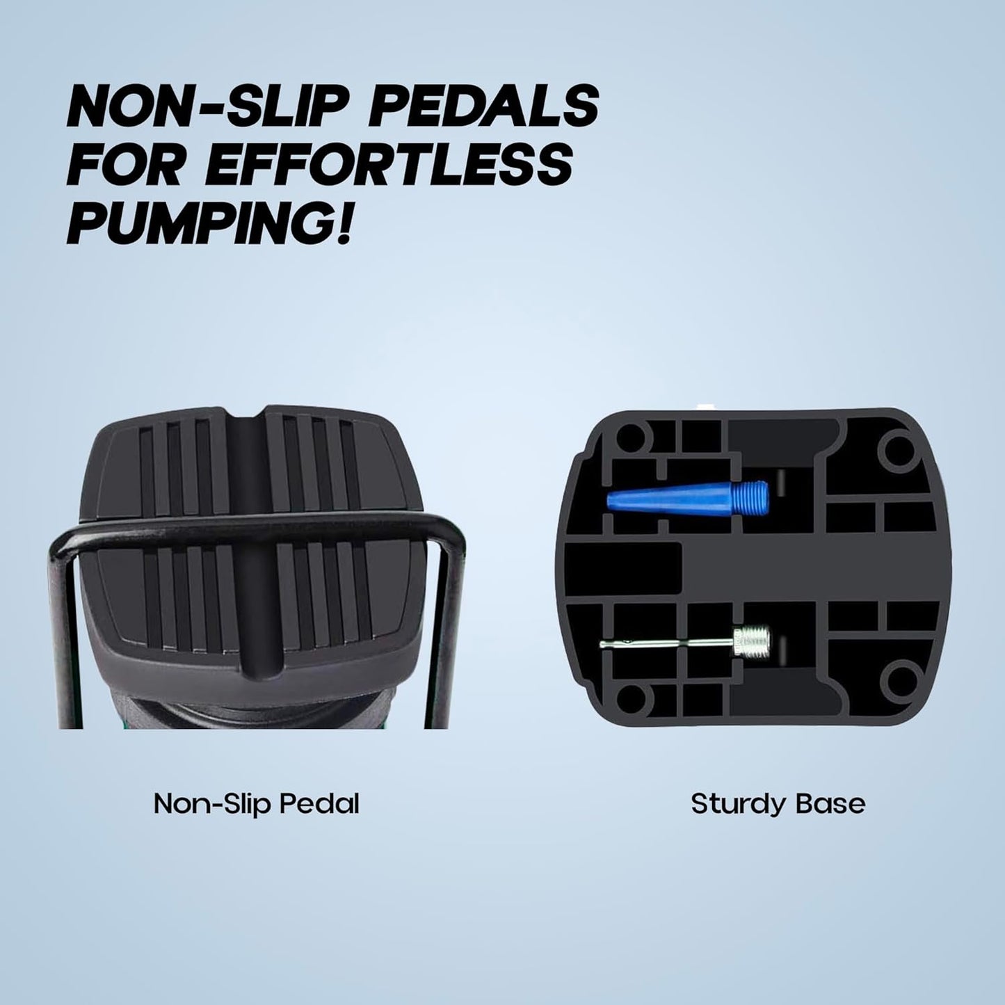 High-Pressure Foot Air Pump with Meter for Bicycle, Bike, Car Tires, Football, Basketball, and Other Inflatable Sports Equipment & Balls (Black)