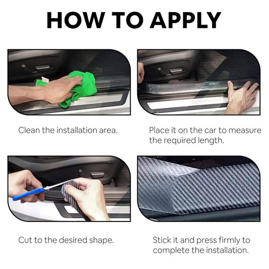 Ultra Durable high gloss black carbon fibre door sill protector Anti Scratch Tape for Car Protection & Guard - (5Cm X 5Meter)