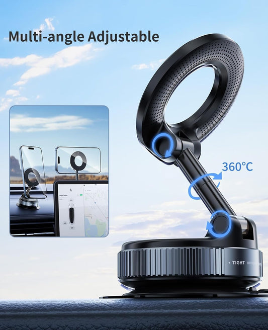 360Β° Vaccum Magnetic Phones Holder, Magnetic Car Phone Mount, Hands-Free Suction Cup Phones Holder for Car/Gym/Mirror/Shower, Car Mount Compatible with All Mobile (Extended)