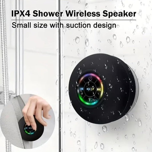 Mini Bluetooth Shower Speaker with Led Light, Portable Ipx4 Waterproof, Shower Wireless Speaker with Suction Cup, Waterproof Mini Bluetooth Speaker, Portable Bluetooth Speakers with Led Light (Black)