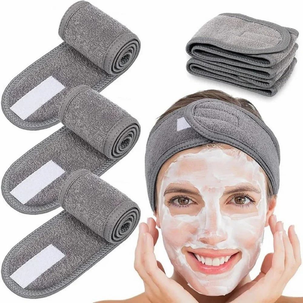 facial bands cotton hair band for makeup time face wash hair accessory Professional Women's Polycotton Facial Headbands, Facial Band For Women Men(Pack of 3)