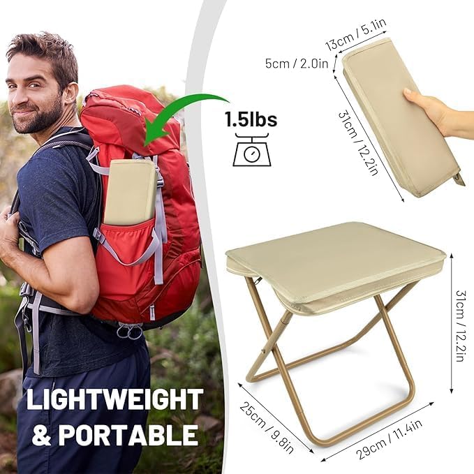Handbag Folding Stool, Zipper Bag Foldable Camping Chairs, Picnic Lightweight Folding Stool, Stability & Comfort Portable Camp Chairs for Beach, Backpacking
