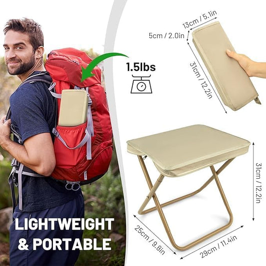 Handbag Folding Stool, Zipper Bag Foldable Camping Chairs, Picnic Lightweight Folding Stool, Stability & Comfort Portable Camp Chairs for Beach, Backpacking