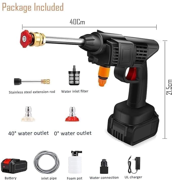 Cordless Portable Wireless Pressure Washer Gun 48V 12000mAh  (Double Battery.) High Pressure Water Gun for Car Wash and Bike Cleaning with Adjustable Nozzle and 5M Hose Pipe