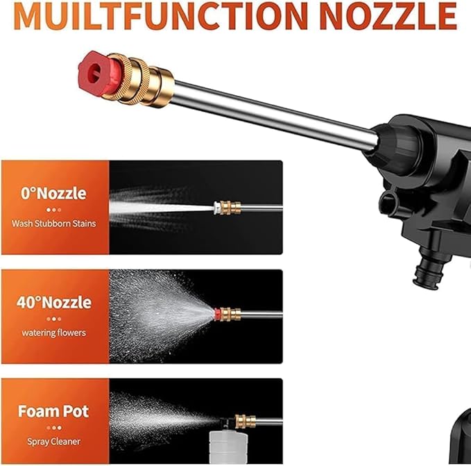 Cordless Portable Wireless Pressure Washer Gun 48V 12000mAh  (Double Battery.) High Pressure Water Gun for Car Wash and Bike Cleaning with Adjustable Nozzle and 5M Hose Pipe