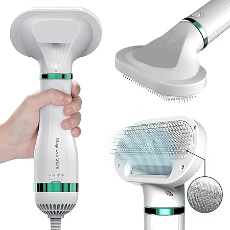 Dog & Cat Hair Dryer Brush | 2 in 1 Pet Grooming Dryer & Comb, Professional Adjustable Temperature