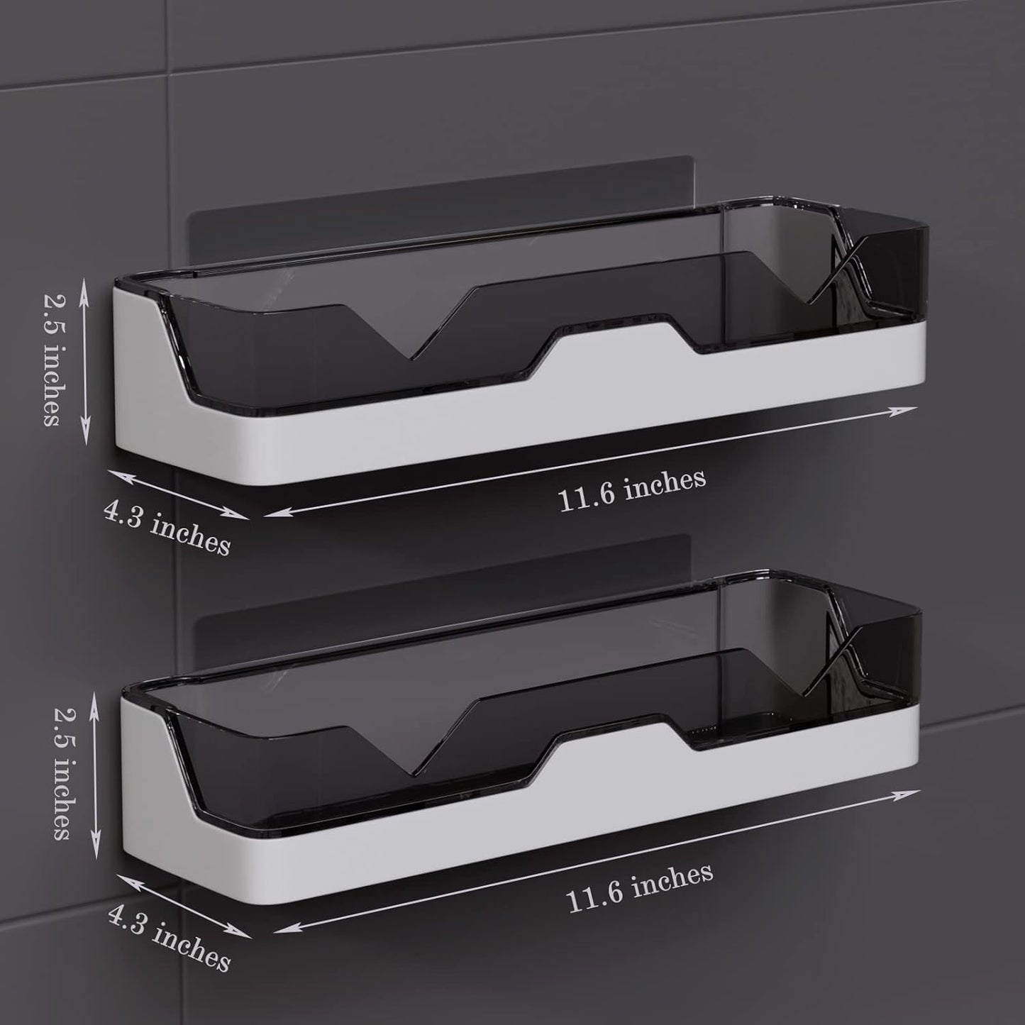 Pack of 2 Self-Adhesive Plastic Bathroom Rack, Bathroom Shelf Organizer, Wall Mounted Shelf, Bathroom Hardware and Accessories, Storage Racks Kitchen Bathroom Accessories Rack Shelf