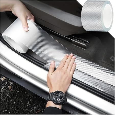 Ultra Durable high gloss black carbon fibre door sill protector Anti Scratch Tape for Car Protection & Guard - (5Cm X 5Meter)