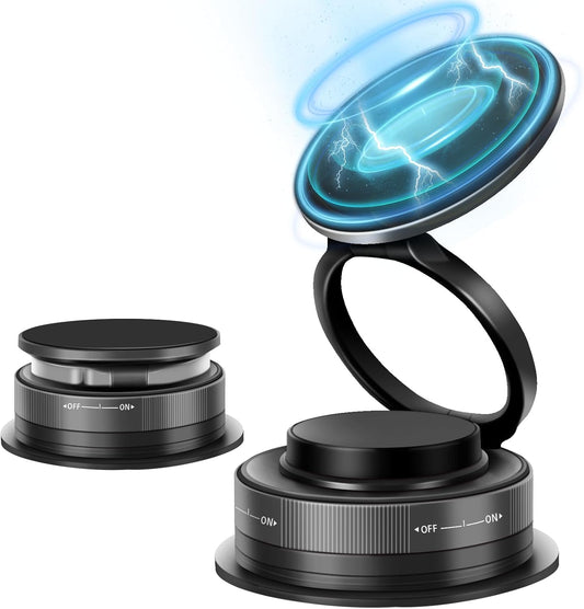 360° Vaccum Magnetic Phones Holder, Magnetic Car Phone Mount, Dashboard Hands-Free Suction Cup Cell Phone Stand for Car/Mirror/Gym/Office/Shower Compatible with Smartphones