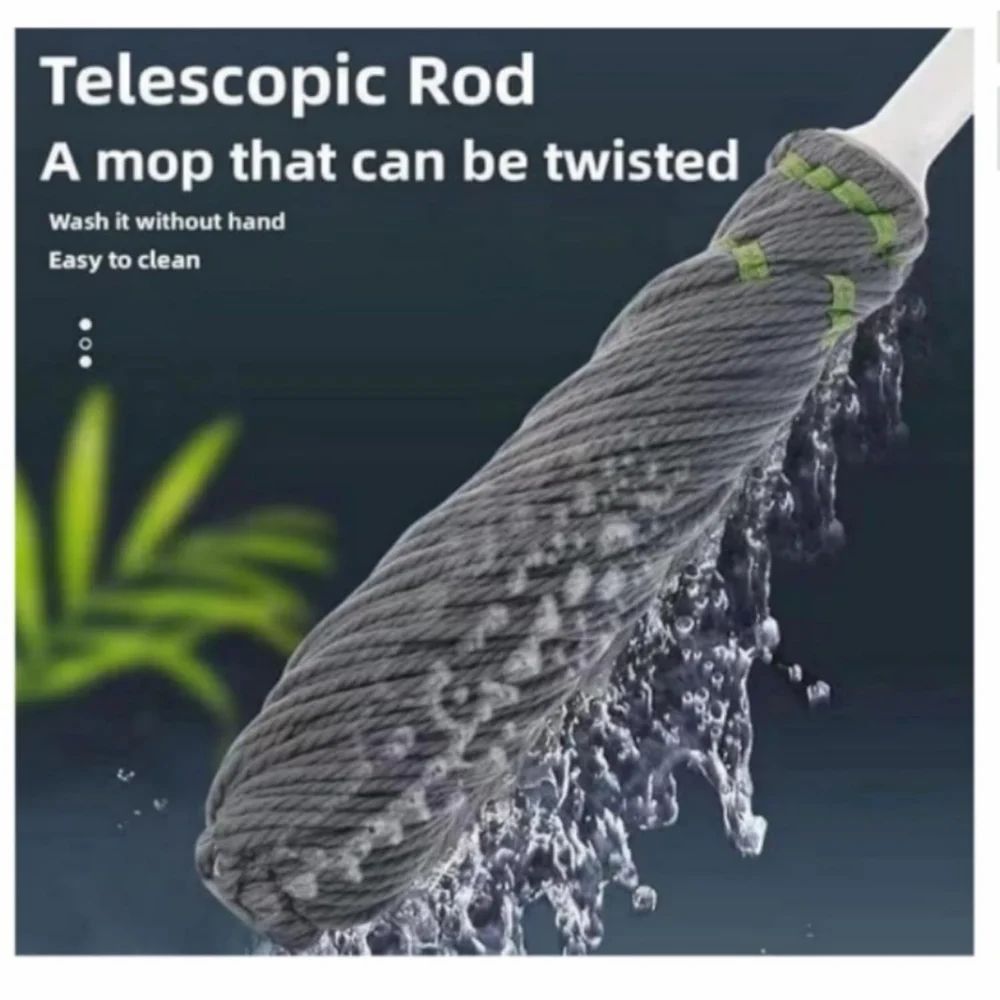 Microfibre Twist Mop, Self-Wringing Floor Cleaning Mop with Extendable Handle, Grey Pack of-1