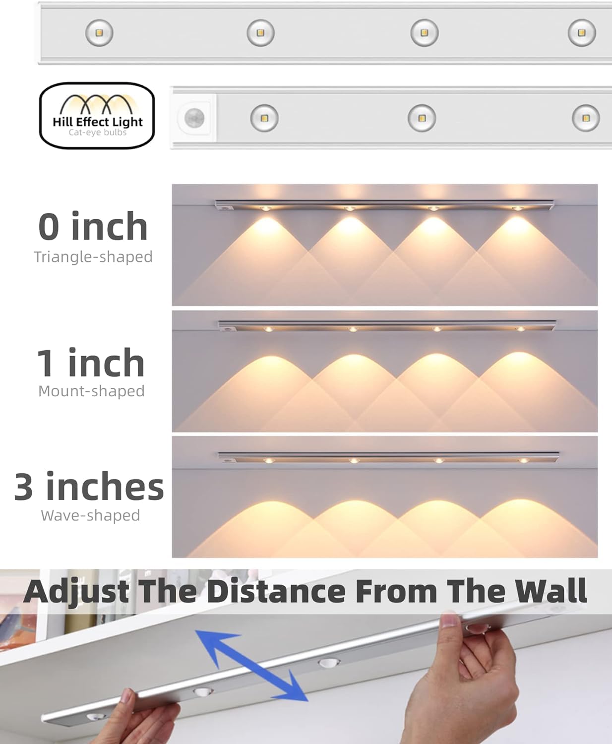 Motion Sensor Under Cabinet LED, 1200mAh Battery, Dimmable USB Rechargeable Closet Lamp, Wireless Stick-On for Wardrobe, Kitchen, Stairs (Pack of 1) Yellow