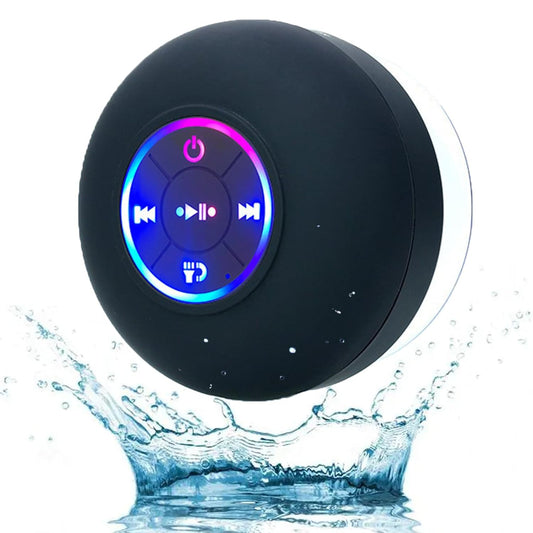 Mini Bluetooth Shower Speaker with Led Light, Portable Ipx4 Waterproof, Shower Wireless Speaker with Suction Cup, Waterproof Mini Bluetooth Speaker, Portable Bluetooth Speakers with Led Light (Black)