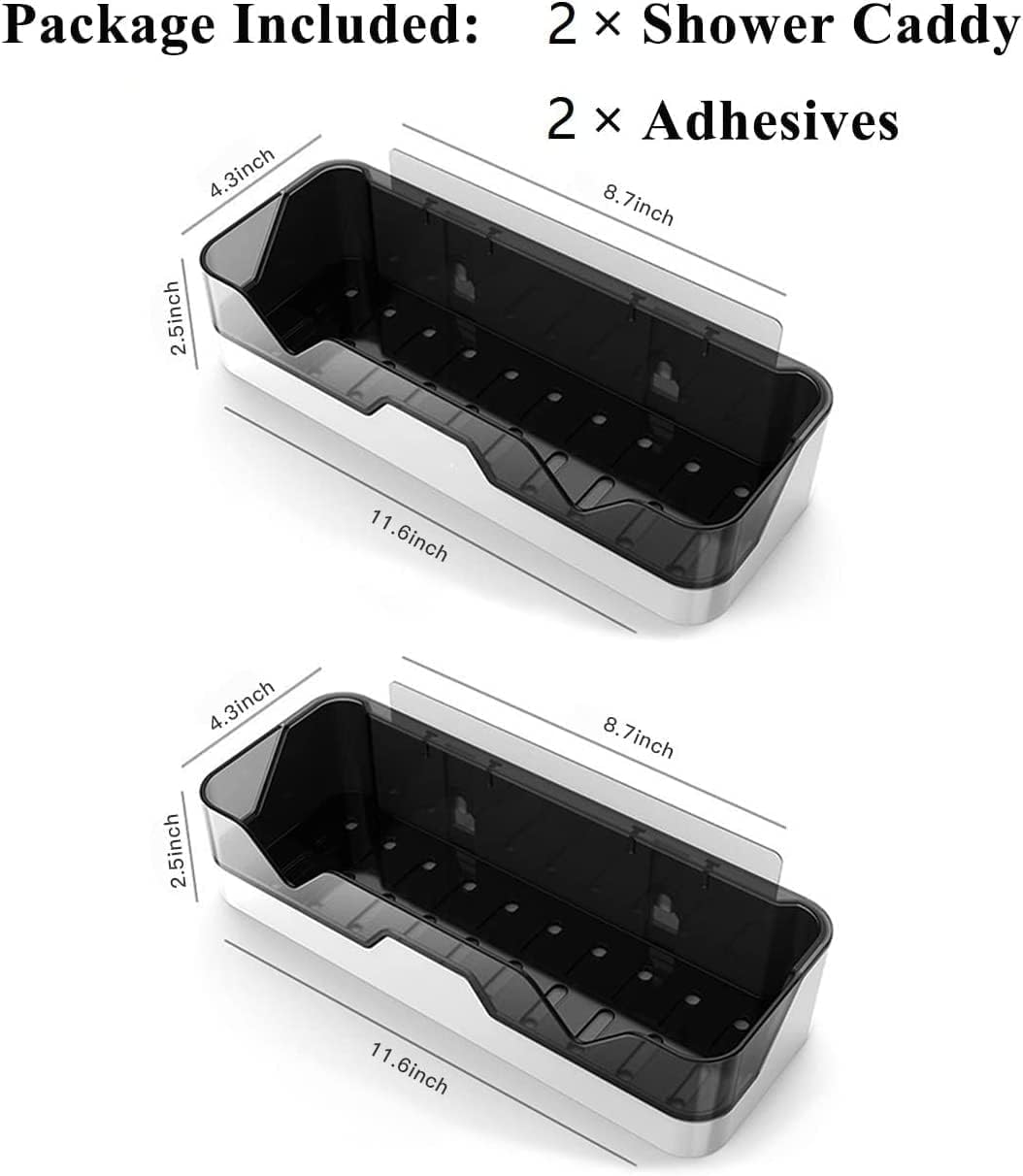 Pack of 2 Self-Adhesive Plastic Bathroom Rack, Bathroom Shelf Organizer, Wall Mounted Shelf, Bathroom Hardware and Accessories, Storage Racks Kitchen Bathroom Accessories Rack Shelf