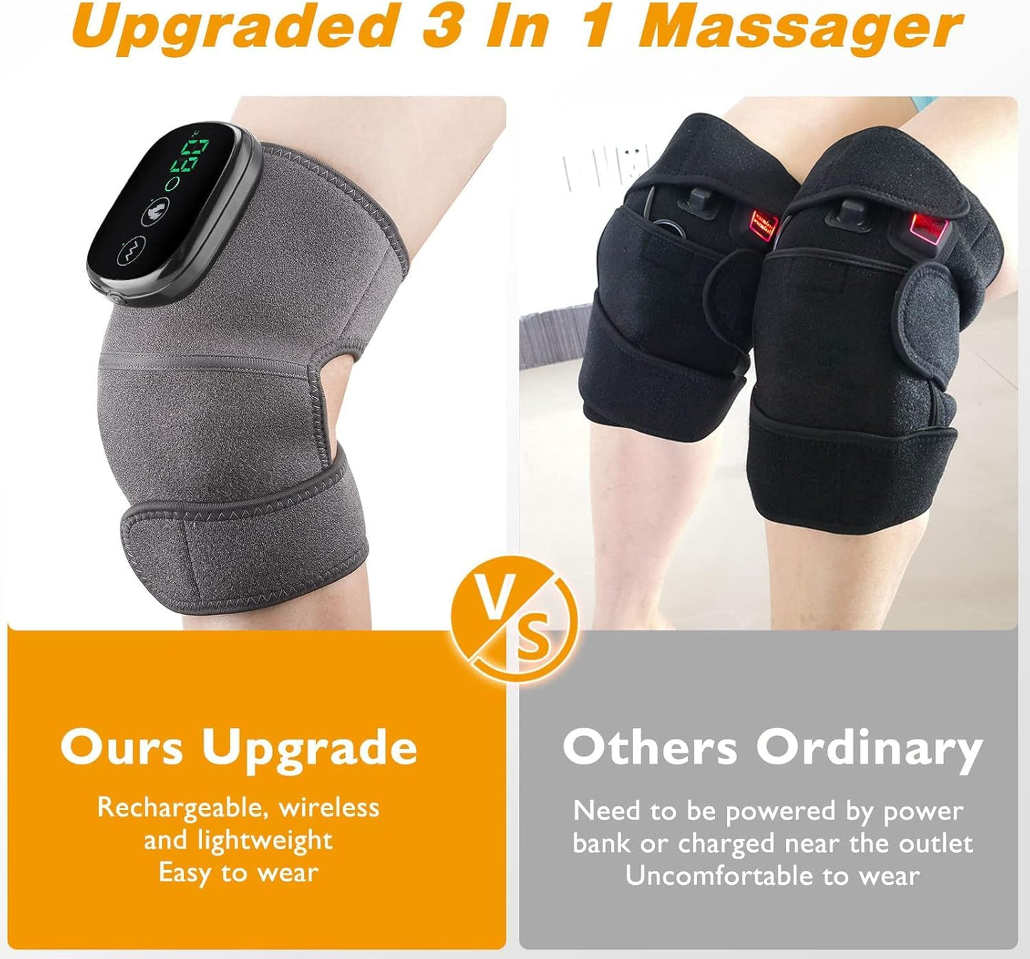 Knee Massager for Joint Pain Relief Machine | Electric Cordless Knee Heating Pad Therapy Vibration Machine for Arthritis,Knee,Elbow,Joints Pain Relief for Mens/Women