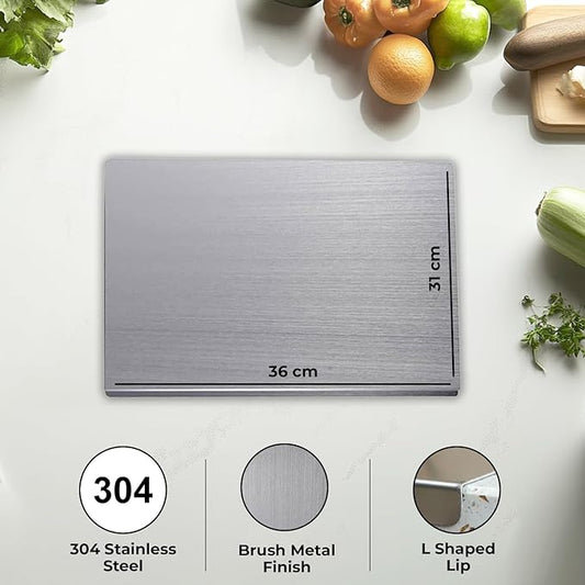Stainless Steel Chopping Board Counter Top for Kitchen, Extra Large 41x31cm, Durable, Hygienic & BPA-Free, Heat Resistant up to 400°C, Non-Stick & Odor-Free, Ideal for Vegetables & Fruits