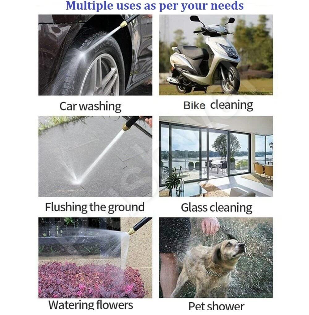 Water Spray Gun for Car Wash Bike Washing Gun for 1/2" Hose Pipe High Pressure Water Gun Nozzle Adjustable Car Washer Gun Brass Jet Water Spray Nozzle for Garden & Window, 10 x 2 Cm