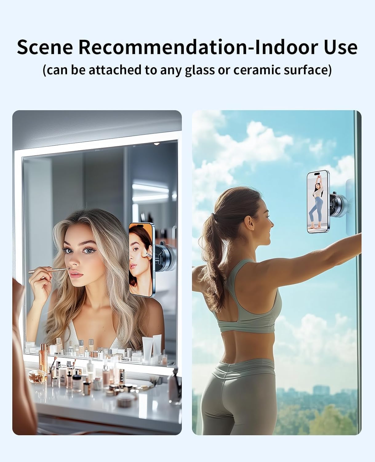 360° Vaccum Magnetic Phones Holder, Magnetic Car Phone Mount, Hands-Free Suction Cup Phones Holder for Car/Gym/Mirror/Shower, Car Mount Compatible with All Mobile (Extended)