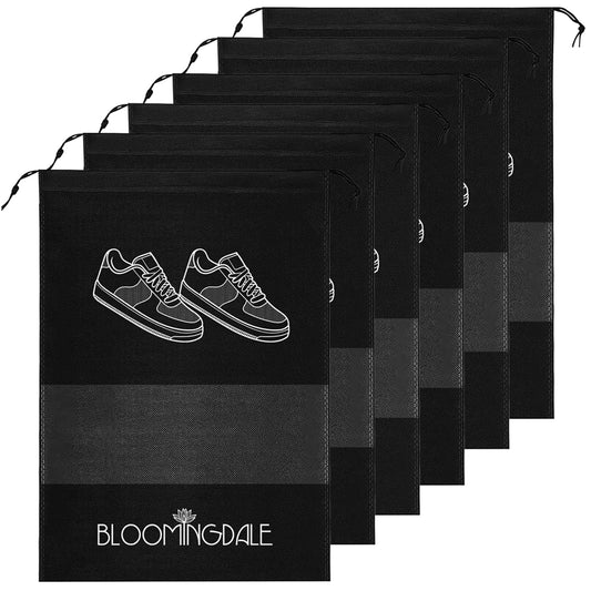 Shoe Bag for Travel Bag for Man & Women Shoe Cover for Storage at Home Gym Reusable Travelling Accessories Organizer Pouch Travel Essentials Footwear Bags for Travelling Men -Pack of 6, Black