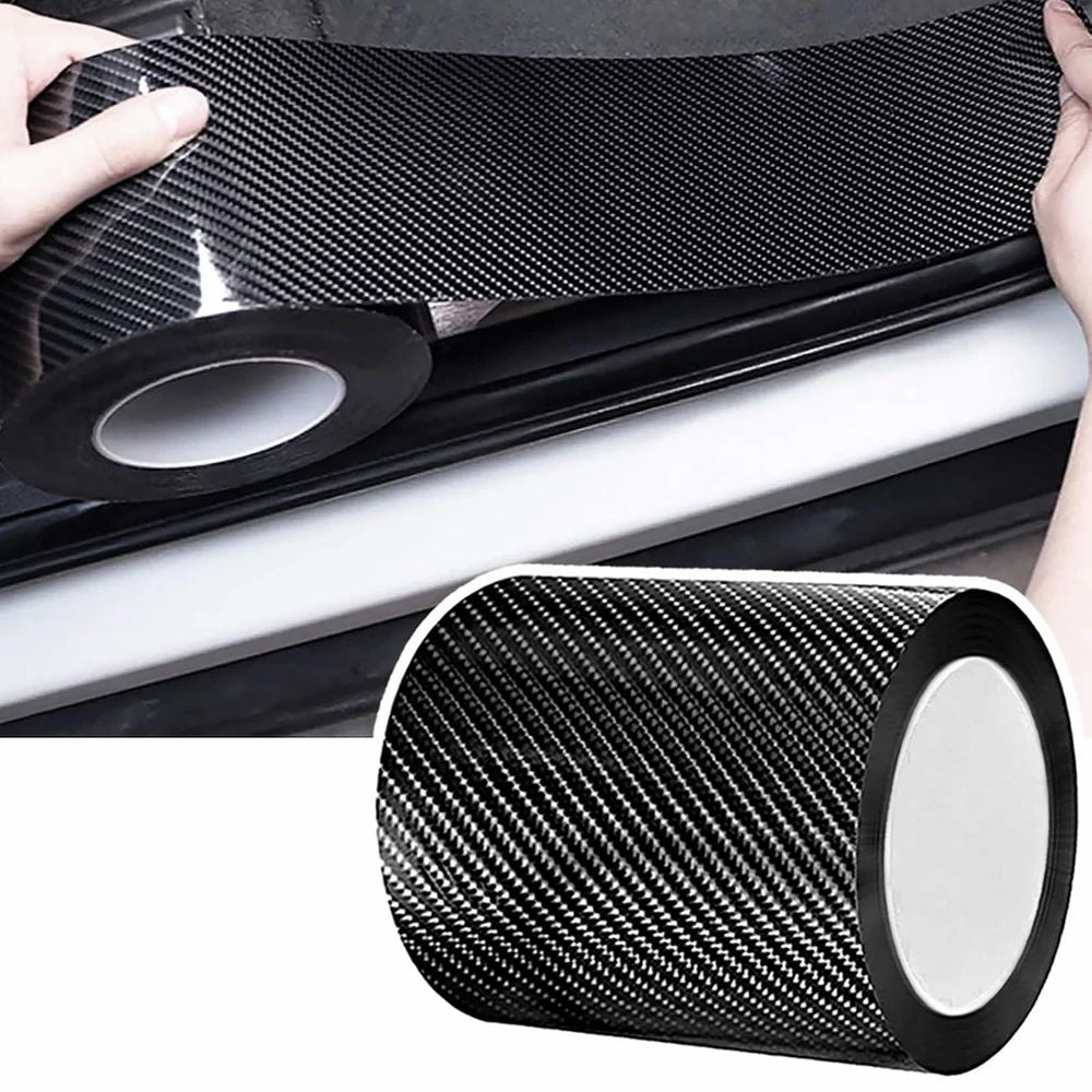 Ultra Durable high gloss black carbon fibre door sill protector Anti Scratch Tape for Car Protection & Guard - (5Cm X 5Meter)
