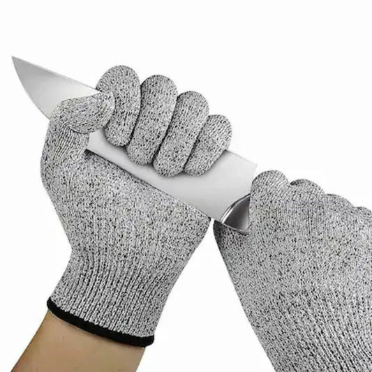 Cut Resistant Level 5 Protection With Elastic Hand Fitting Heavy Duty Working Gloves (Free Size, Grey, 1 Pair)